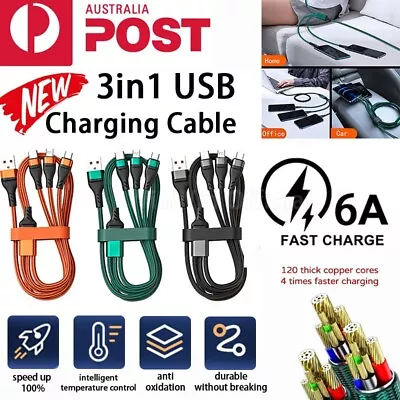 3 In 1 Multi USB 6A FAST CHARGING Charger Cable Cord For Samsung Google IOS • $12.95