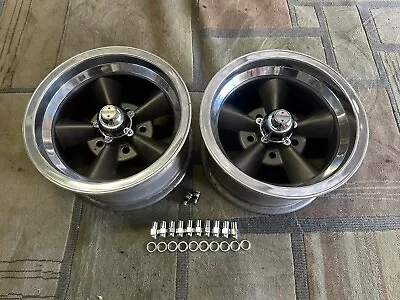 VINTAGE PAIR (2) 5 SPOKE  JAPAN TORQ - THRUST STYLE 14x7 4 3/4 CHEVY • $349