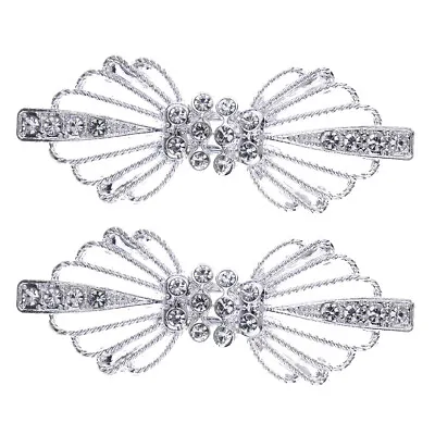 2x Beautiful Crystal Closure Alloy Hook And Eye Clasp Sew On Clothing Decor • £6.55