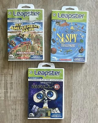 Leapster Learning Games Lot Of 3 Wall-e I Spy Amusement Park Leapster 1 & 2 NEW • $34.25