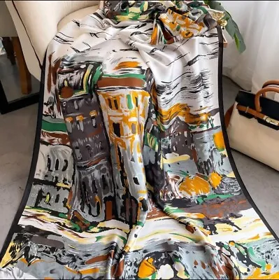 Ladies Abstract Arty  Painting Long  Dressy  Large Chic Womans Neck Scarf  Shawl • £44