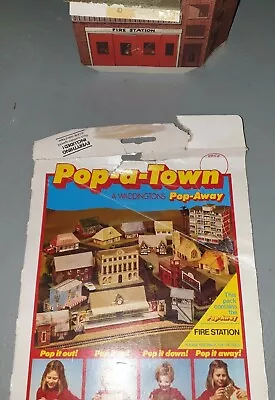 Vintage 1980s Toy  Waddintons Pop A Town Cardboard Model FIRE STATION Antique • $12.63