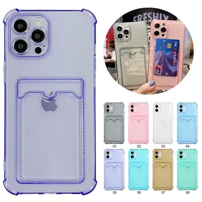 $8.19 • Buy For IPhone 13 12 11 Pro Max XS XR 8 Case Shockproof Clear Card Holder Back Cover