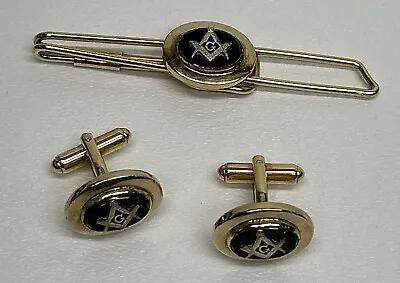 Vintage Hayward 1/20-12K Gold Filled Masonic (2) Cuff Links & Tie Clip • $44.95
