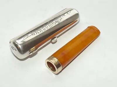 Victorian Sampson Mordan Sterling Silver Cheroot Case & 9ct Amber Holder 1896 • $157.87