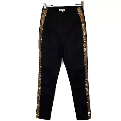 Jeen Black Sequined Line Tummy Control Skinny Shaped Career Pants Womens Size S • $12.50