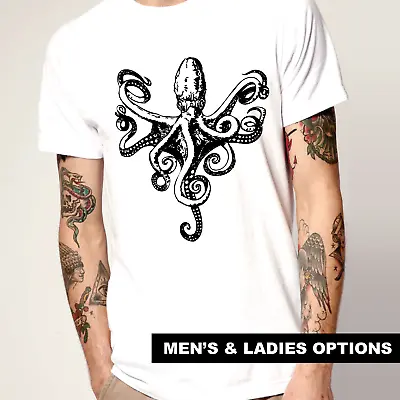 Cool T-Shirts VINTAGE OCTOPUS Scuba Diving Dive T-Shirt Kraken Ocean Squid Gift • $48.95