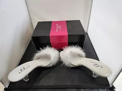 Women's Bedroom Slides-Ellie 305 Sasha Marabou Slippers/Faux Fur/3 Inch/Ex Cond • $29.99