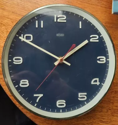 VINTAGE METAMEC WALL CLOCK DARK BLUE TRANSISTOR Working V. Well • £50