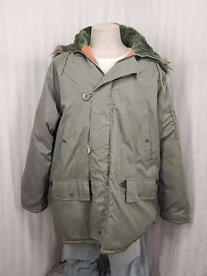 Vintage 70s JC Penney N3B N-3B Style Olive Insulated Snorkel Parka Jacket Large • $79.97