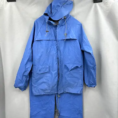 Vintage Columbia PVC Rain Suit Mens Small Hooded Jacket & Pants-Vented Slicker • $55.95