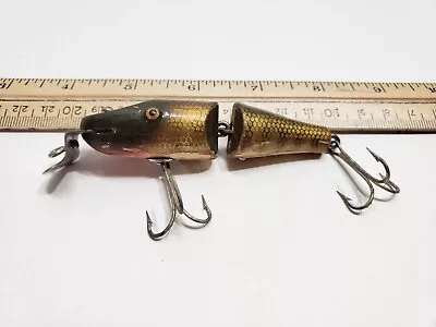 Vintage Wood 4  C. C. B. Co. Creek Chub Pikie Dark Green Gold Fishing Lure • $12.22