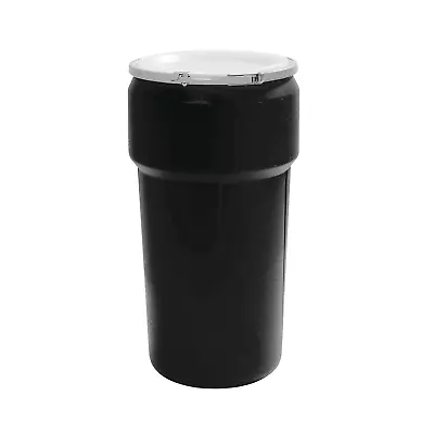 20 Gallon Lab Pack Plastic Barrel Drum With Metal Lever Lock Ring Black 1623MB • $89.85
