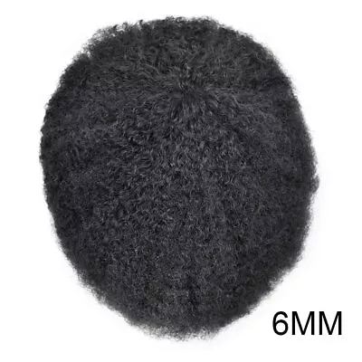 Men Toupee Afro Curly Wigs Breathable Lace Black Human Hair Replacement PU-F • $179