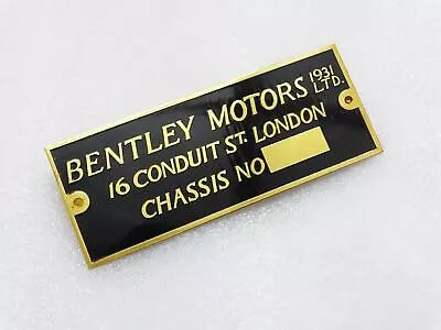 Early Bentley Motors 1931 Chassis Plate Brass Badge Enamel • $120.10