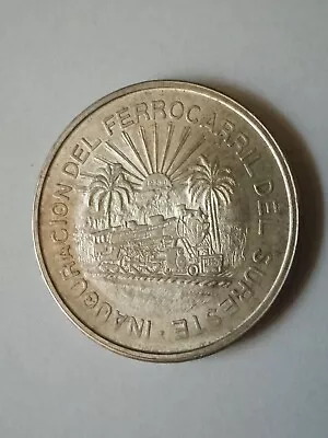 1950 Mexico 5 Pesos Southeastern Railroad Silver Coin KM# 466 • $182