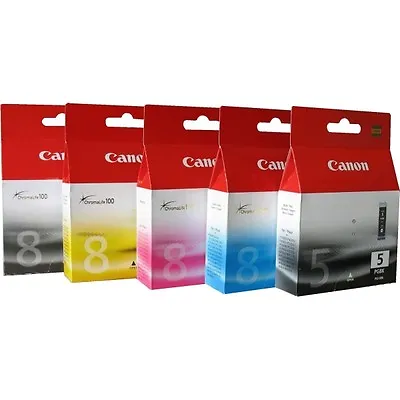 5BL Canon PGI-5PGBK & CLI-8 Ink Cartridges Multipack Pixma MX850 Pixus IP7500 • £35.79
