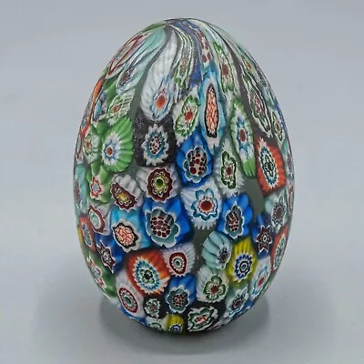 Murano Millefiori Multicolor Egg Satin Paperweight 3  High - FREE USA SHIPPING • $60