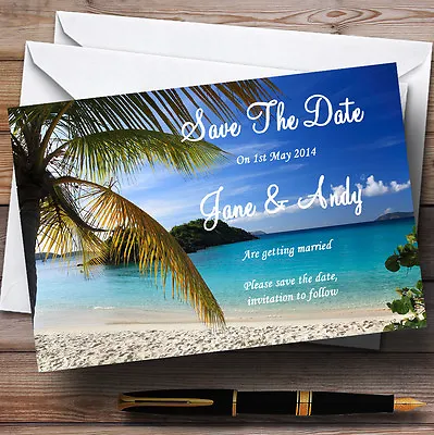 £7.29 • Buy Palm Tree Beach Jetting Off Abroad Personalised Wedding Save The Date Cards