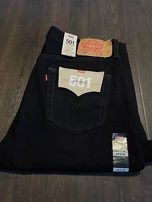 New Men's Levi's 501 Button Fly Original Fit Black Jeans (#005010660) • $54.99