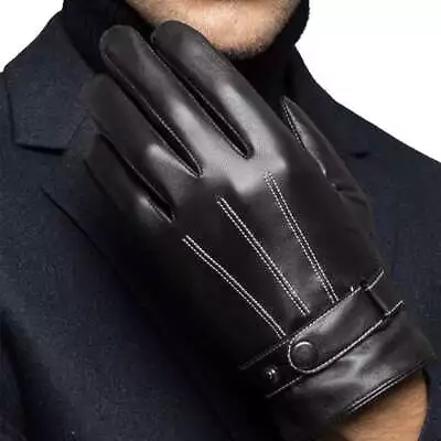 Men PU Leather Gloves Fleece Fur Lined Thermal Insulation Driving Winter Warm US • $6.61