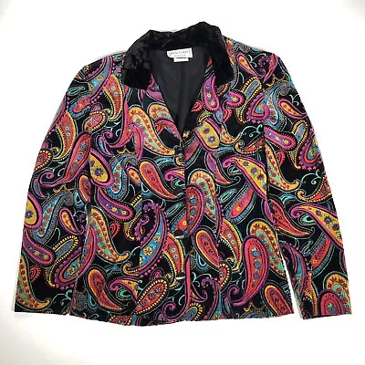 Vintage Women’s Jacket Size Small Psychedelic Paisley Blazer Hippie Corduroy 60s • $25