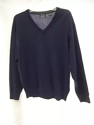 Jos A Bank V-neck Sweater 100% Merino Wool Sz XL Navy Blue SOFT Lightweight MINT • $23.99