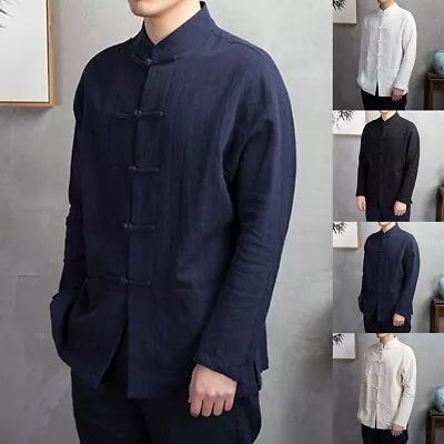 Mens Jacket Mens Tops Chinese Clothing Kung Fu Regular Tang Suit Blouse • £20.44