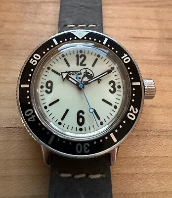 Vostok Amphibia SCUBA Dude - Modded: Full Lume Dial Custom Hands Colareb Strap • $250