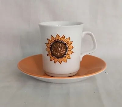 J&G Meakin Sunflower Coffee Cup & Saucer Brown Yellow • £11.99