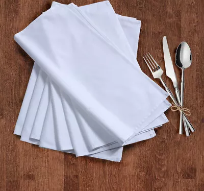 £14.99 • Buy Cotton Napkins Table Linen Dinner White Cloth For Hotel Wedding Party Large Size