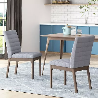 Elisson Mid Century Modern Channel Stitch Dining Chairs Set Of 2 • $267.71