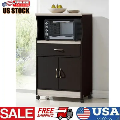 Portable Microwave Kitchen Cart Cabinet With Drawer Shelf Storage Pantry Wheels • $153.63