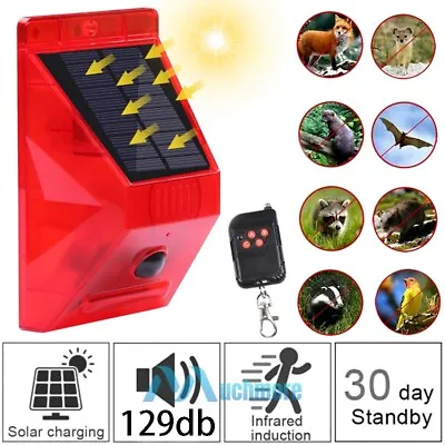 Solar Sound Alarm Strobe Light PIR Motion Sensor Home Security Waterproof+Remote • $24.73