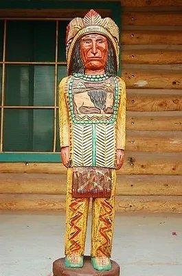 4' Cigar Store Indian Chief 4 Ft Wooden Sculpture By Native Amer Frank Gallagher • $1259