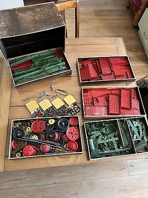 Vintage Meccano Job Lot 1950s With Build Manuals In Wood Box Large Quantity • £350