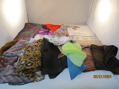 Vintage Scarfs Lot Of Floral Silk & Others Neck Scarfs Chiffon Mixed Variety • $15.99