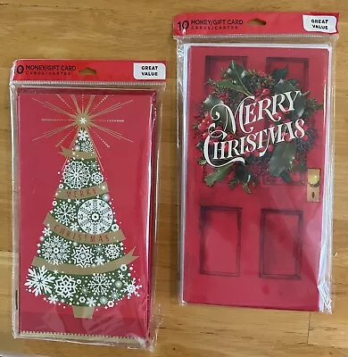 Hallmark Christmas Cards Money/Gift Card Holder Lot Of 2 - 10 Cards W/envelopes • $12.50