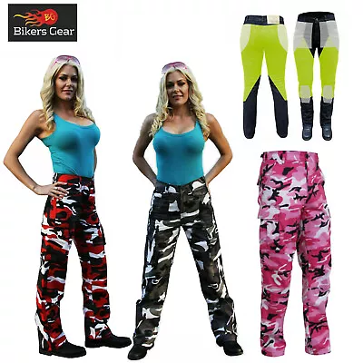£54 • Buy Bikersgear Ladies Cargo Trousers MotorCycle Riding Jeans Pants Lined With Kevlar