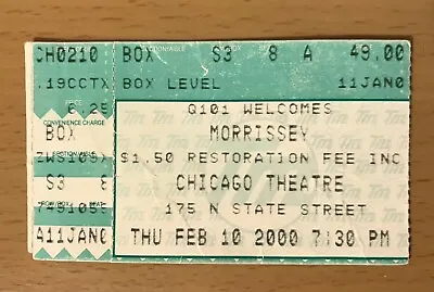 2000 Morrissey Chicago Concert Ticket Stub The Smiths How Soon Is Now 8a • $18.99