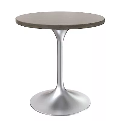 LeisureMod Verve 27  Round Dining Table With MDF Top And Brushed Chrome Base • $861