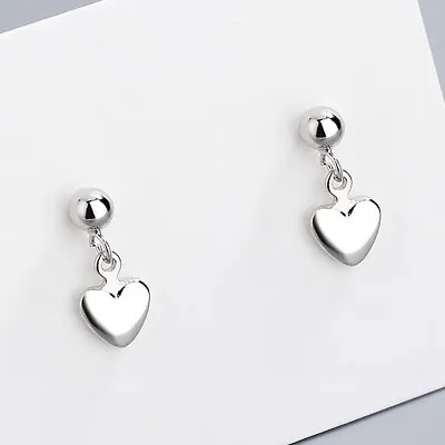 925 Sterling Silver Bead Heart Charm Pendant Stud Earrings Womens Jewellery New • £3.47