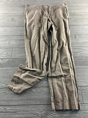 J. Crew City Fit Linen Pants Women's Size 8 Khaki Flat Front Cotton Mid Rise • $18.69
