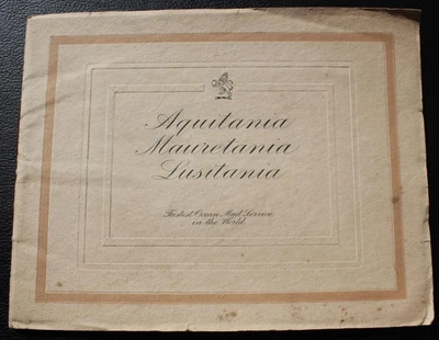 £300 • Buy Cunard Line Rms Mauretania Lusitania Aquitania Rare Duluxe Brochure C-1914