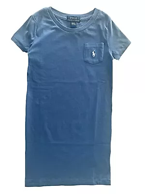 £13.99 • Buy Girls Ralph Lauren Polo A Line T Shirt Dress Pocket Denim Blue Age 6