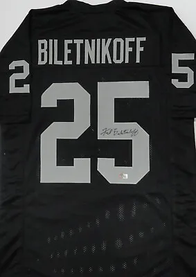 $129.99 • Buy Oakland Raiders HOFer FRED BILETNIKOFF Signed Custom Replica Black Jersey - BAS