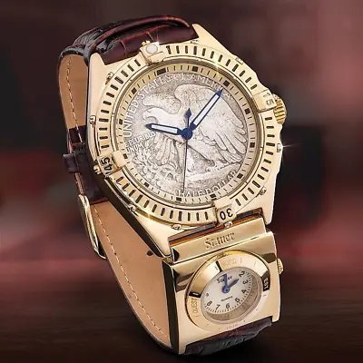 £299.99 • Buy STAUER Eagle Eye Dual Time Watch Liberty Half Dollar Designer Crystal Movement