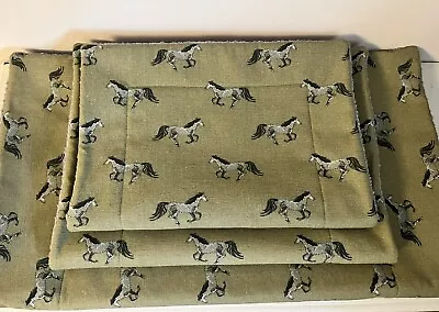 Sophie Allport GREY HORSE Dog Blanket/Mat -5 Sizes -Sherpa Fleece Handmade Green • £15