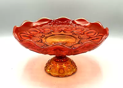 Vintage L E Smith Glass Moon & Star Amberina 10  Pedestal Compote • $44