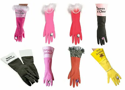 Washing Up Rubber Gloves Girls Pearls Novelty Retro Fun Birthday Xmas Gift  • £9.56